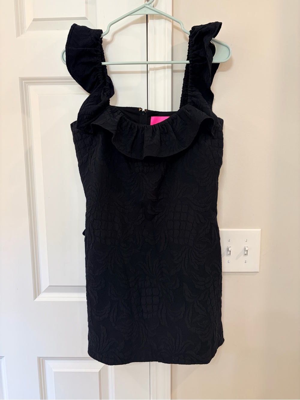 Lilly Pulitzer Black Textured Ruffle Strap Tunic